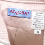 90s Vintage ACROBAT Womens Bomber Track Jacket Pink Silk Zip Up Rhinestone "D" Photo 3