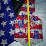 Bali  designs sequin Vest patriotic USA flag stripes stars vintage size Large Photo 7