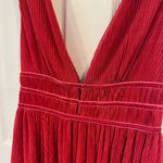 Lulus NWT Red Mini Dress Metallic Deep VNeck Low Cut Ribbed Photo 1