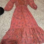 Anthropologie Boemo Revolve Maxi Dress Coral Pink Sz M Ruffle Tiered Long Sleeve Photo 1