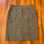 Cato  Pencil Skirt 12 Gray White Pinstripe Mini Lined Back Zip Elegant Classic Photo 0