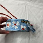 Anthropologie  Shibori Round Blue Dyed Leather Boho Crossbody Bag purse Photo 8