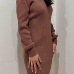 Knit Ribbed Sweater Dress in Cocoa Brown Photo 0