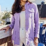 Distressed Lavender Denim Jacket Size L Photo 2