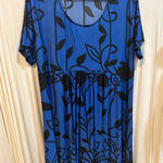 Blue Floral Print Dress Comfortable Casual Short Sleeve Summer Size L Photo 0