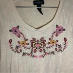 Brooks Karen  Tan Knit Embroidered Long Sleeve Top size M Photo 5