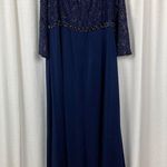 Mac Duggal Midnight Blue Fabulous Lace Illusion Bodice Beaded Belt Gown Sz.22W Photo 9