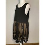 Entro  Little Black Dress Womens L Floral Lace Slip Tunic Sleeveless Babydoll Photo 5