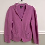 Eileen Fisher Purple Lilac Button Boiled Wool Cotton Cardigan Jacket Size Large Photo 0