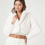 Forever 21 Off White Plush Cropped Fuzzy Jacket Size Small $60 Photo 0