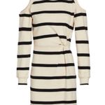 Tanya Taylor Dress Cream & Black Shirley Striped Mini Dress 2X NWT Cold Shoulder Photo 1