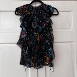 Ulla Johnson NEW Ulla Johnson Dominique Top Black Iris Floral Print Sheer Silk Blouse Size 6 Photo 8