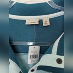 LL Bean Quilted Sweatshirt Mockneck Tunic Colorblock Turquoise Medium Petite Green Size undefined Photo 2