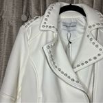 Cupcakes and Cashmere NWT  White Studded Asymmetrical Zip Bomber Jacket Size Medium Photo 2