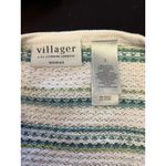 Liz Claiborne Villager Sweater Womens 2 White Blue Green Stripe Cotton Knit Pullover Crewneck Photo 4