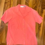 Vintage 2 piece coral set pull on short & button up collar shirt lightweight SM Pink Photo 1