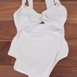 ASOS DESIGN White One Piece Swimsuit Knot Front Cutout One Shoulder Size US 4 Photo 0