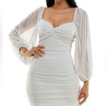 B Darlin B. Darlin' Long-Sleeve V-Neck Ruched Bodycon Dress in White, Juniors Size XL NWT Photo 0