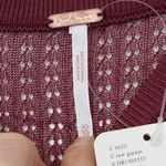 Free People NWT Open Knit Ribbed Cropped Long Sleeve Sweater XS Red Fairy Grunge Photo 3