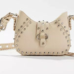 Urban Outfitters Cream Silver Devon Studded Crossbody Shoulder Bag Purse Photo 0