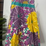 Anthropology We Vera Floral Strapless Dress in Purple Yellow and Teal Size 14 Photo 2