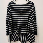 Crown & Ivy Navy Gold Lasting Striped Metallic Peplum Blouse Faux Wrap B… Photo 3