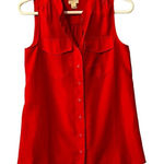 J Jill Button Up Shirt Size 0 Sleeveless Lightweight Beach Travel Preppy Womens Red Photo 0