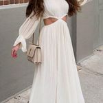 ZARA dress midi bohemian ivory cream cut out pleated wide sleeve wedding summer Photo 1