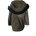 Michael Kors Hooded Parka Coat Size Large Olive Faux Fur Trim Sherpa Lining Black Photo 1