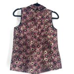 J. Crew Women's Floral Brocade Sleeveless Blouse Pink Green Size 00 Peter Pan Photo 1
