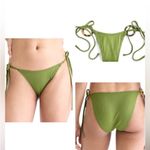 J.Crew NWT Green Wide Rib Curved Waist Cheeky String Bikini Bottom Photo 1
