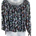 Free People  Black Butterfly Novelty Long Sleeve On Or Off Shoulder Top S Photo 1