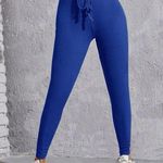 SheIn Royal Blue Knot Waist Ribbed Rib Knit Solid Leggings Size Large Photo 1
