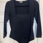 Free People Black 3/4 Sleeve Bodysuit Photo 0