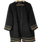 ZARA  Black Faux Suede Contrast Embroidered Jacket L Photo 1