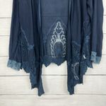 Johnny Was  Navy Blue Embroidered Lace Kimono Women's Size Large Boho‎ Open Front Photo 3