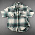 Hollister Boyfriend Fit Flannel Shirt Womens XS Jacket Green White Plaid Pockets Photo 0