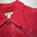 Coldwater Creek Red Suede Leather Zipper Jacket Lined Casual Biker Petite Small Photo 1