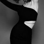 ZARA NWT  Asymmetric Cutout Midi Dress with Chain Accent Black Women's Size M Photo 2