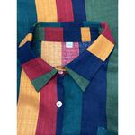 CCC Unisex Multicolor Striped Button Up Shirt Polyester Casual Retro Chic Large Blue Size undefined Photo 4