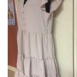 Entro Beige Tiered Ruffle Short Sleeve Dress By  Size M V-Neckline With Button De Photo 6