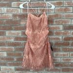 Lulus Making Magic Blush Pink Fringe Lace-Up Mini Dress NEW Women’s Medium Party Photo 2