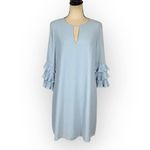 Vince Camuto Pleated Sleeve Float Shift Dress Women's 8 Sky Blue Short Length Photo 2