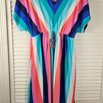 NWOT Cabana Life Womens Cabana Stripes Tie Waist UPF 50+ Midi Dress‎ S/M Photo 0