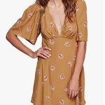 Free People  Womens Mockingbird Open Back Lace Mini Dress Tan Yellow Size 8 EUC Photo 0