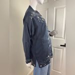Johnny Was  Navy Blue Tunic/Top Boho Blouse, Sz S, Embroidered, Cupra Rayon. Photo 5