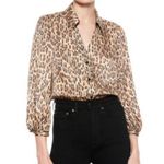 Alice + Olivia  Leopard Print V-Neck Shirt Blouse Button Down Size Medium Photo 0