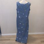 Studio vintage blue linen floral sleeveless maxi dress Size L Photo 5