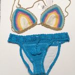 PilyQ  Romance & blue crochet bikini set. M-top/L-bottom NWT Photo 7