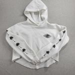Billabong Windy Palms Womens Sweatshirt Size M White DIY Raw Cut Hem Crop Hoodie Photo 0